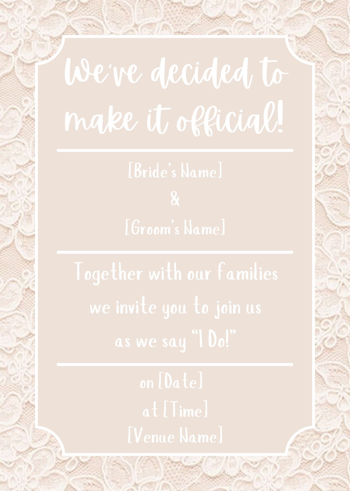 We've Decided To Make It Official Digital Invitation