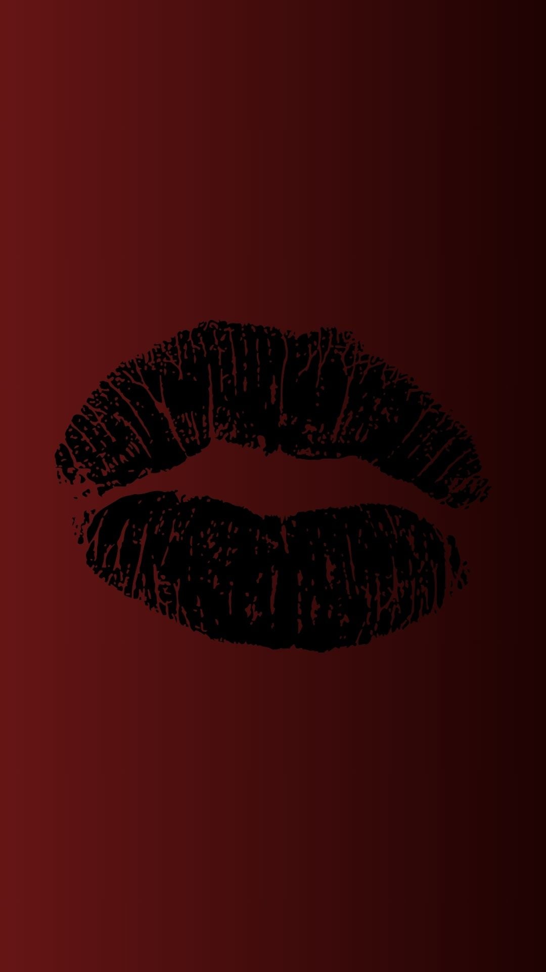 Chic Black & Red Lips Digital Wallpaper