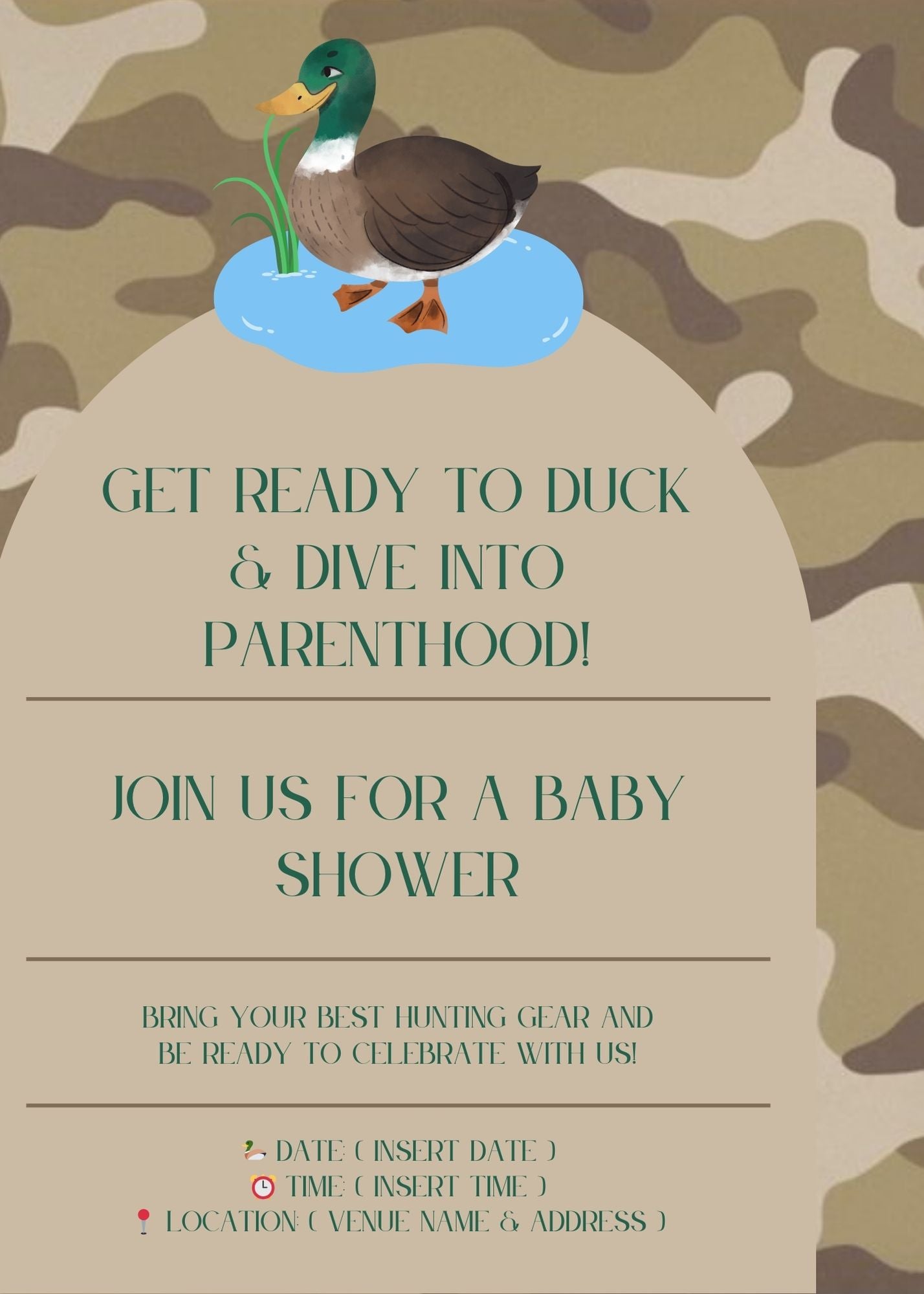 Get Ready To Duck & Dive Into Parenthood Baby Shower Digital Invitation