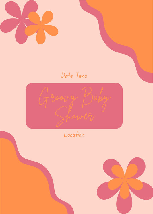 Groovy Baby Girl Baby Shower Digital Invitation