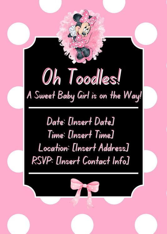 Minnie Mouse Baby Shower Digital Invitation -Pink Polka Dot Design-