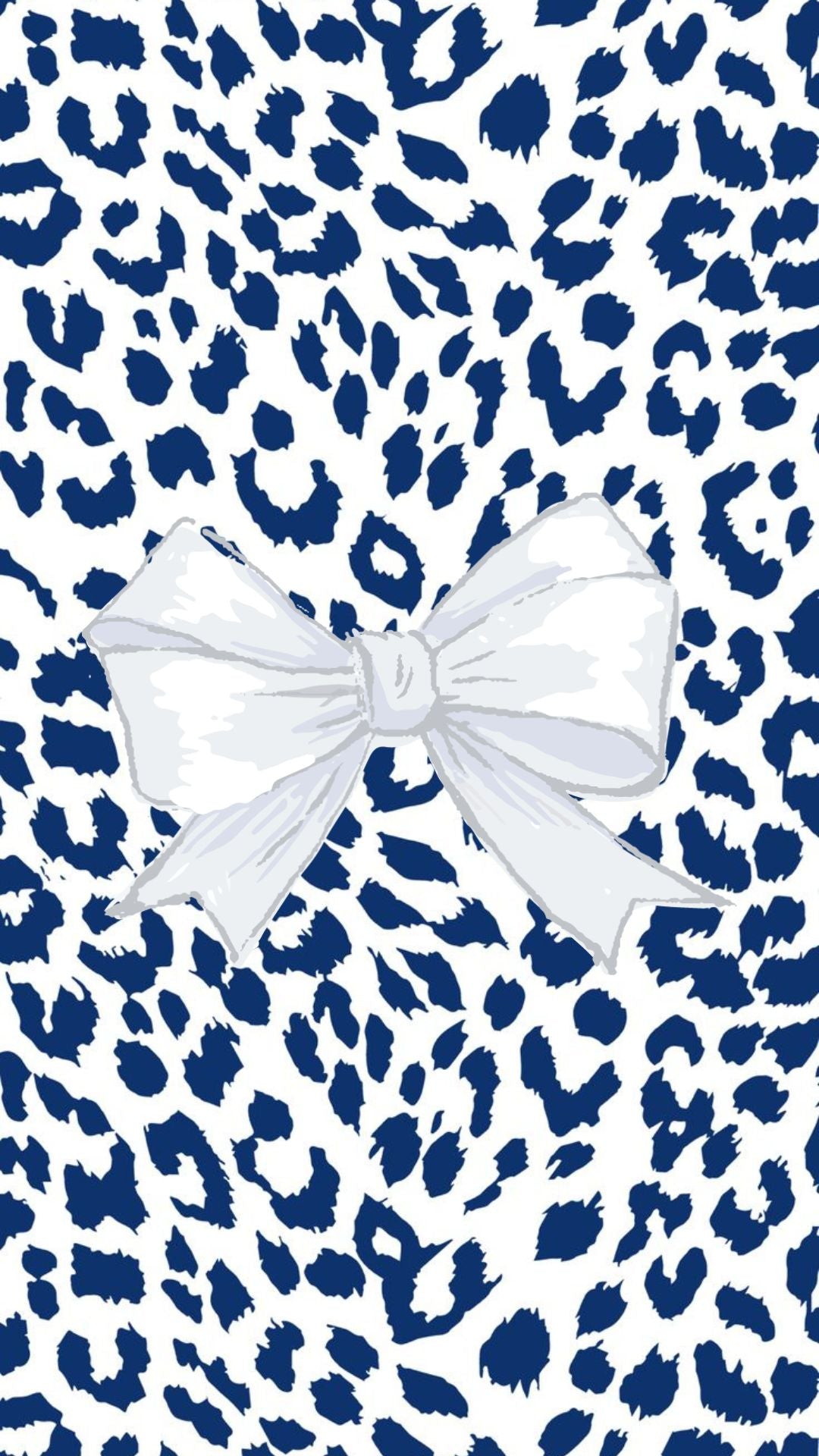 Blue Cheetah Bow Digital Wallpaper