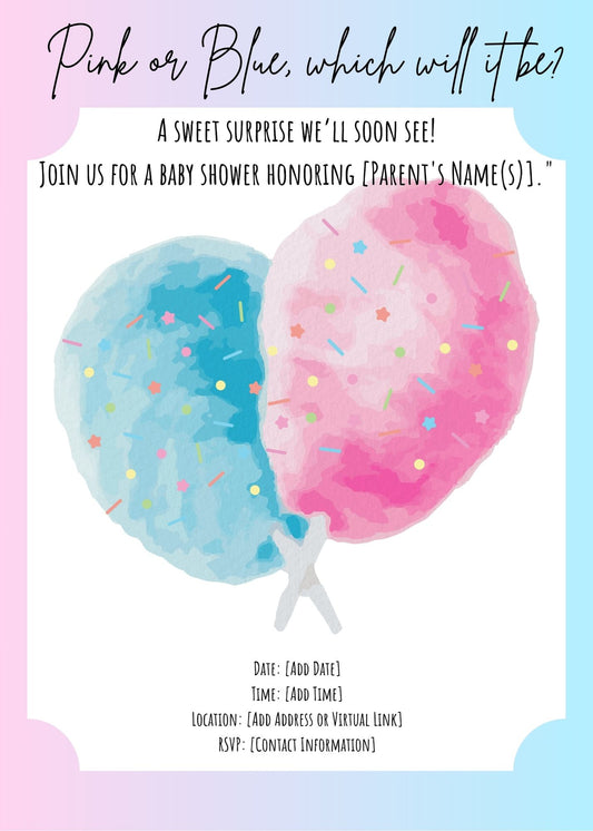 Cotton Candy Baby Shower Digital Invitation