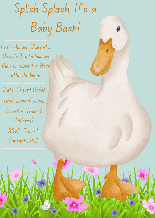 Splish Splash Duck Themed Baby Shower Digital Invitation