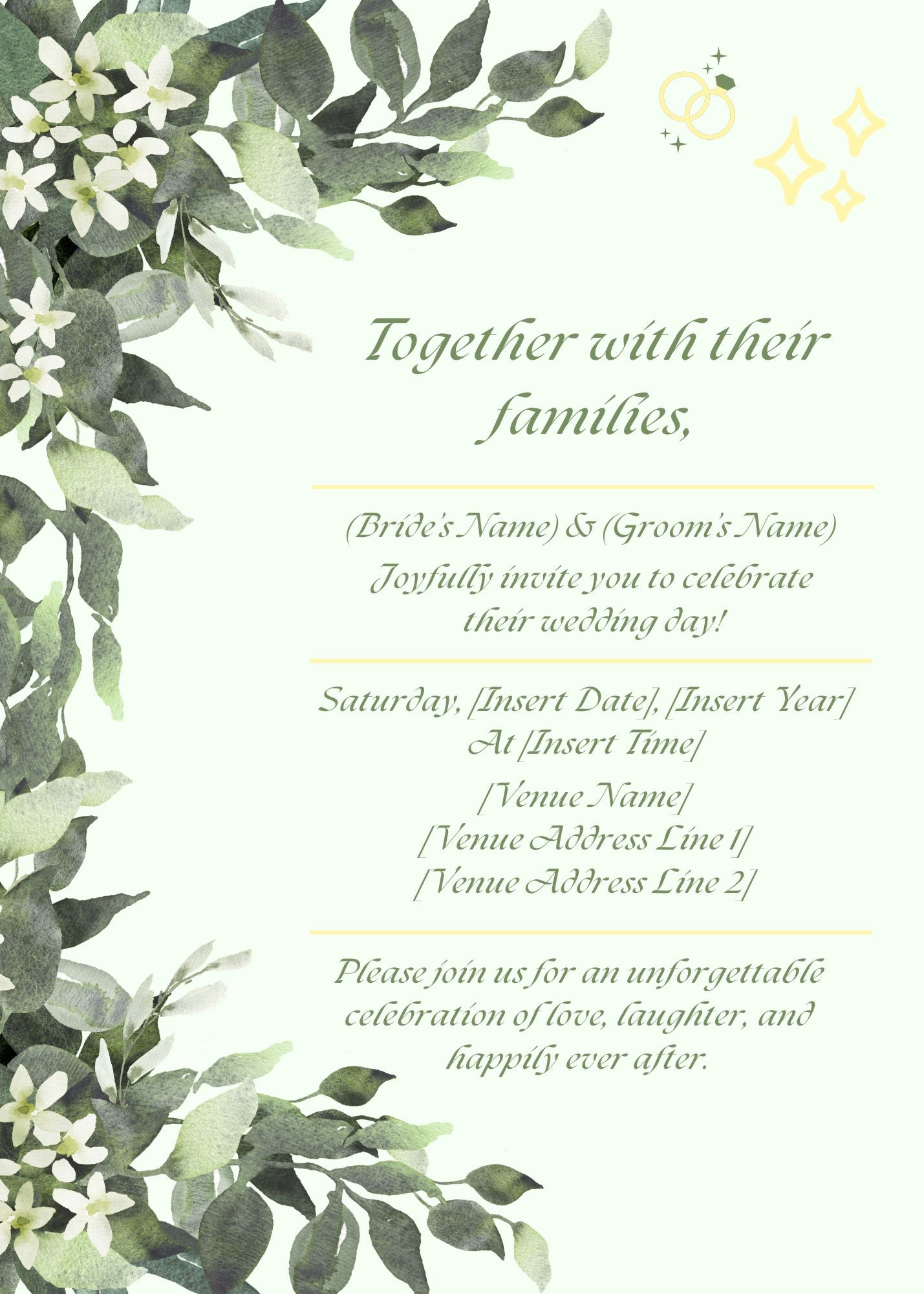 Romantic Floral Bliss Wedding Digital Invitation