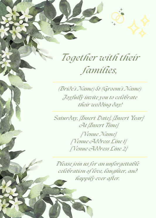 Romantic Floral Bliss Wedding Digital Invitation