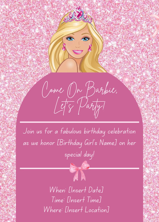 Come On Barbie, Let’s Party Birthday Digital Invitation