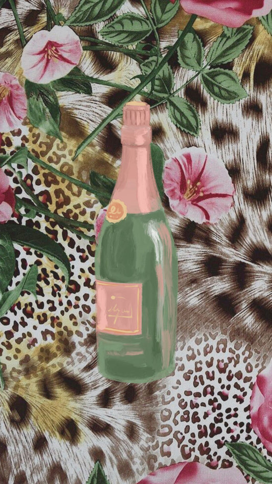 Chic Leopard & Floral Cocktail Digital Wallpaper